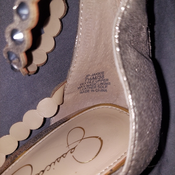 Jessica Simpson Size 7.5 Gold Embellished Heeled Zip Up Sandals - Picture 6 of 6